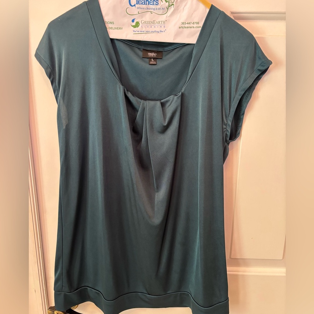Teal draped top